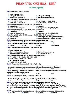 Bài tập trắc nghiệm Hóa học 10 - Chương 4 Phản ứng oxi hoá khử (Có đáp án)
